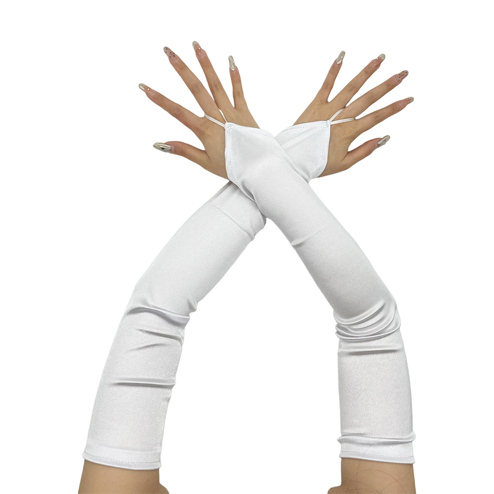Abend Bankett Satin Handschuhe Prom Zubehör Lange Handschuhe für Oper Flapper Damen Thema Prom Kostüm weiß von Joom DACH
