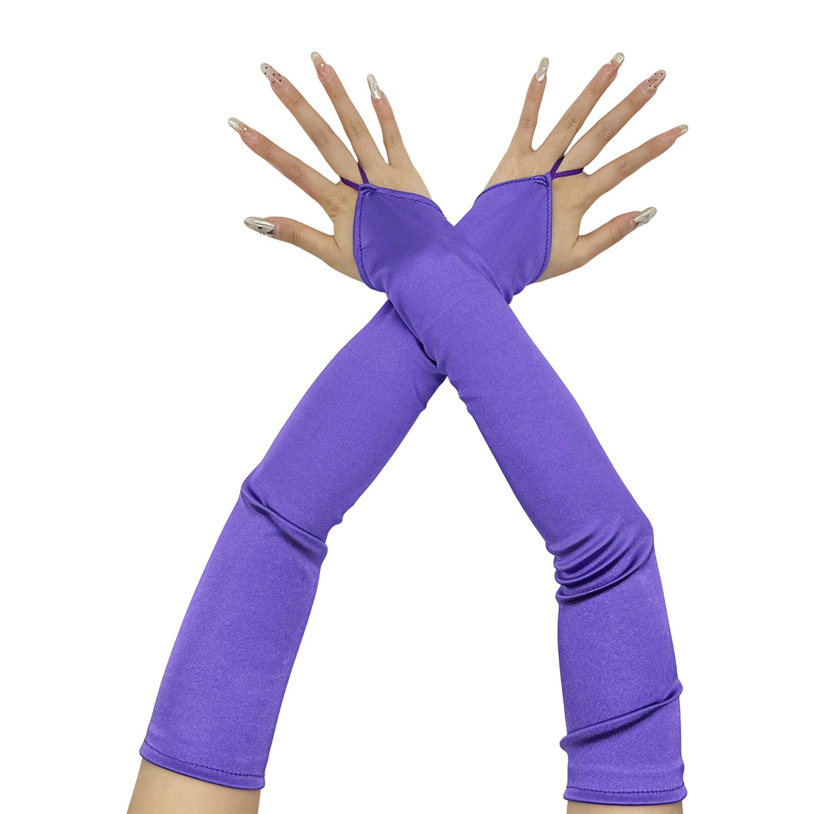 Abend Bankett Satin Handschuhe Prom Zubehör Lange Handschuhe für Oper Flapper Damen Thema Prom Kostüm violett von Joom DACH