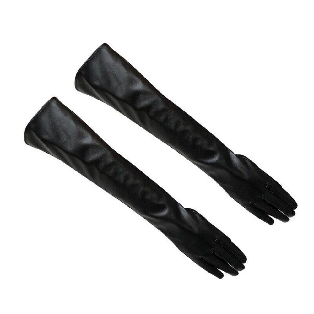 Abend Party Handschuhe Frauen Leder Handschuhe Mode Lange Ellenbogen Handschuhe 50cm schwarz von Joom DACH