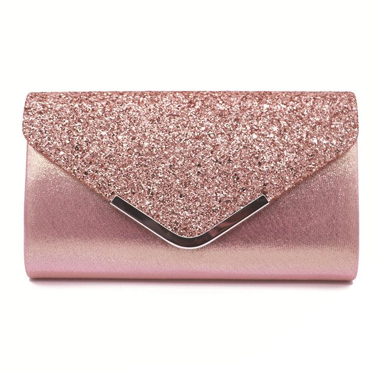 Abendhandtasche Damen Clutch Party Clutch Bag Damen Hochzeit Party Prom Handtasche Geldbörse mit Kette rosa von Joom DACH