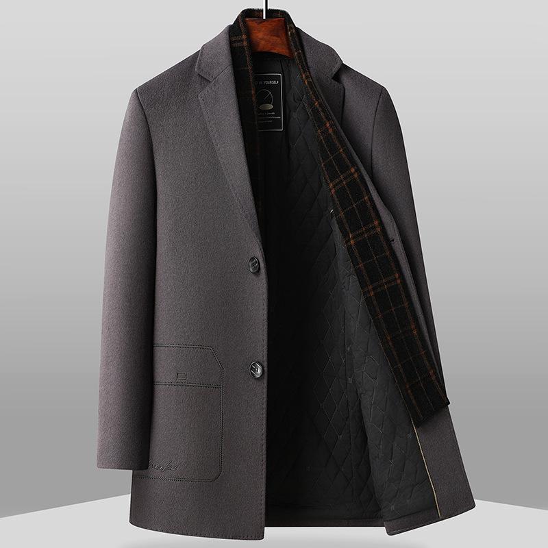 Abnehmbarer Schal, Kragen, Baumwolle, Verdickter Wollmantel, Windjacke, Warme Jacke für Herren im Herbst und Winter für Junge und Mittlere Menschen 4XL von Joom DACH