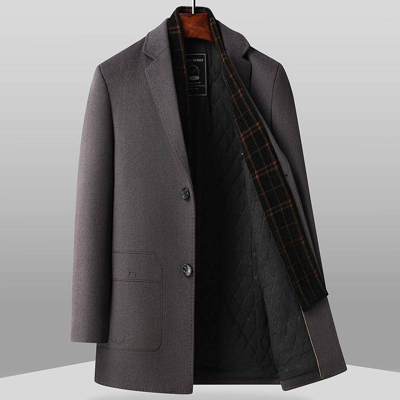 Abnehmbarer Schal, Kragen, Baumwolle, Verdickter Wollmantel, Windjacke, Warme Jacke für Herren im Herbst und Winter für Junge und Mittlere Menschen 4XL von Joom DACH