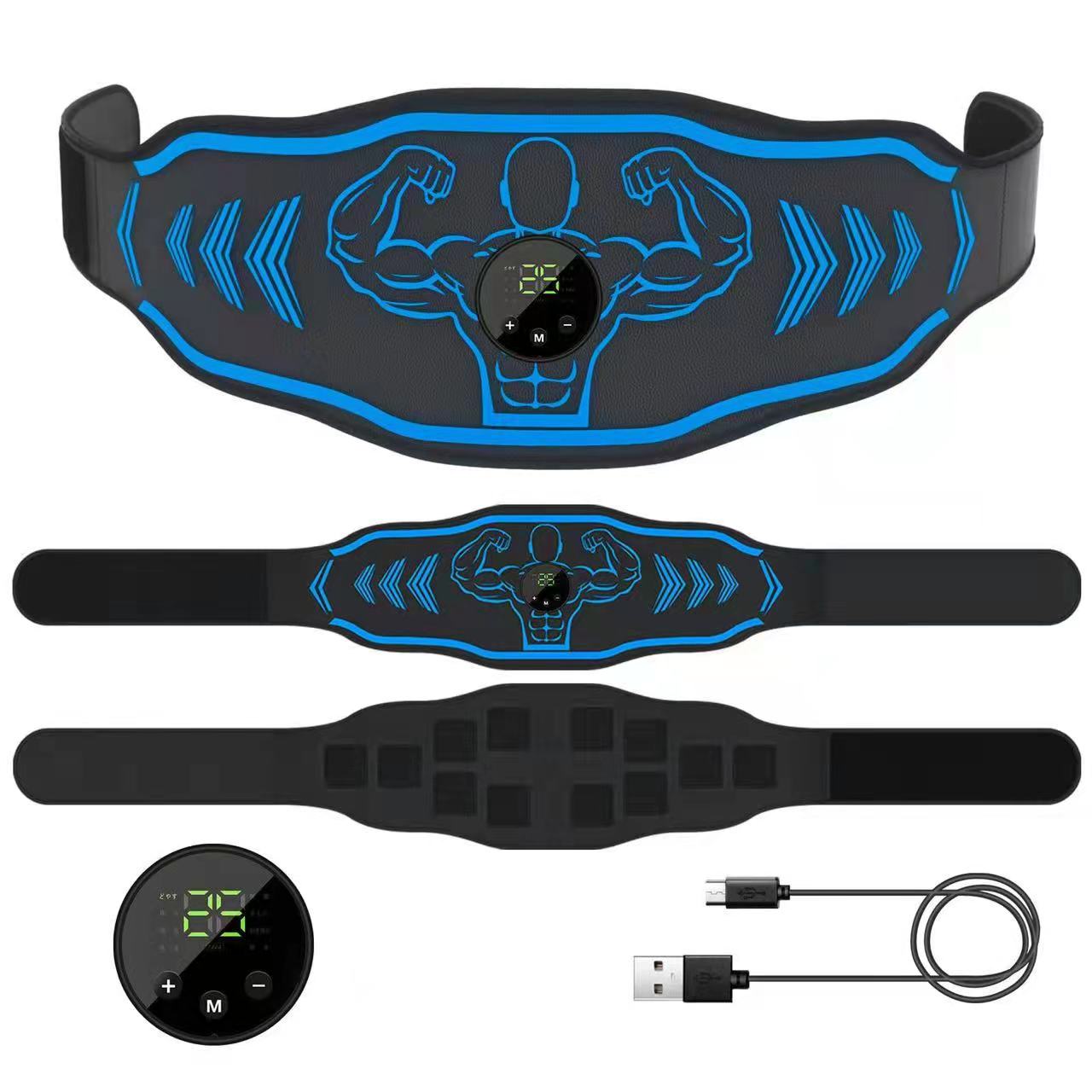 Abs Trainer Gürtel EMS Bauch Muskel Stimulator Elektrische Toning Gürtel USB Taille Bauch Gewichtsverlust Home Gym Fitness Massagegerät blau von Joom DACH