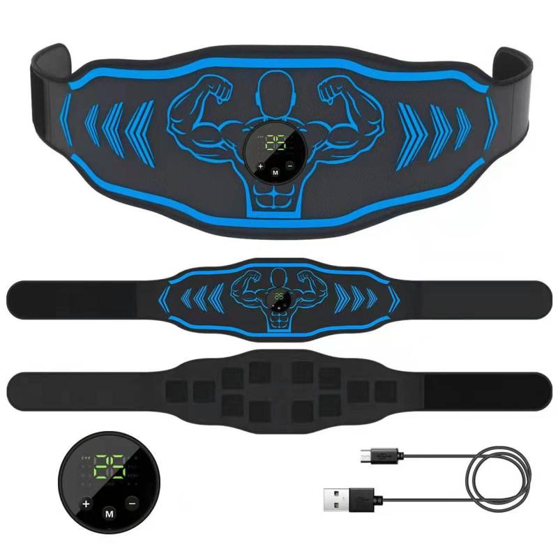 Abs Trainer Gürtel EMS Bauch Muskel Stimulator Elektrische Toning Gürtel USB Taille Bauch Gewichtsverlust Home Gym Fitness Massagegerät blau von Joom DACH