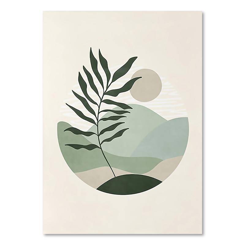 Abstrakte Böhmische Mond Wandkunst Salbeigrün Botanisches Leinwandgemälde Skandinavische Poster und Drucke Wohnzimmerdekorationen 21cm×30cm NoFrame von Joom DACH