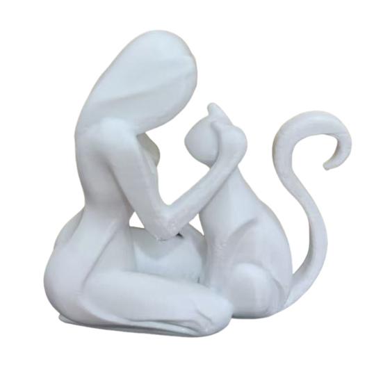 Abstrakte Frauen Katze Figur 3D gedruckt Weibliches Kätzchen Statue Skulptur Heim Büro Schreibtisch Dekoration Ornament weiß von Joom DACH