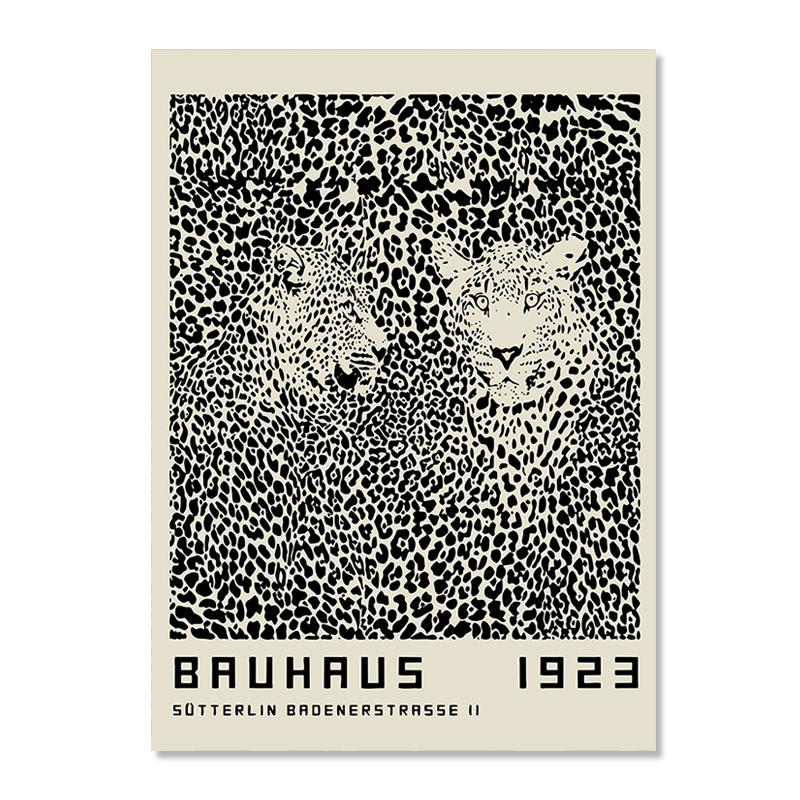 Abstrakte Bauhaus-Linie Leinwandmalerei, Schwarzauge-Leopard, moderne nordische Wandkunst, Poster und Drucke, Bilder für Wohnzimmerdekor 21x30cm No Framed von Joom DACH