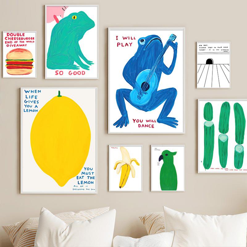 Abstrakte David Shrigley Frosch Papagei Banane Zitrone Kunst Leinwand Malerei Nordic Poster Und Drucke Wand Bilder Wohnzimmer Dekor 21cm×30cm NoFrame Abstrakte David Shrigley Frosch Papagei Banane Zitrone Kunst Leinwand Malerei Nordic Poster Und Drucke Wand Bilder Wohnzimmer Dekor 21cm×30cm NoFrame von Joom DACH