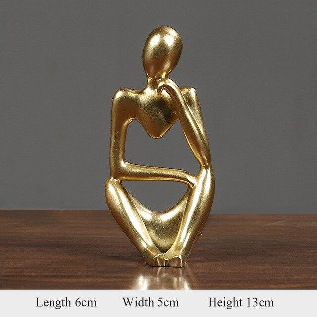 Abstrakte Figur, Kunstharz-Skulptur, Schmuckstück, Bürodekoration, Statue, Heimskulptur, Festival-Geschenk right gold von Joom DACH