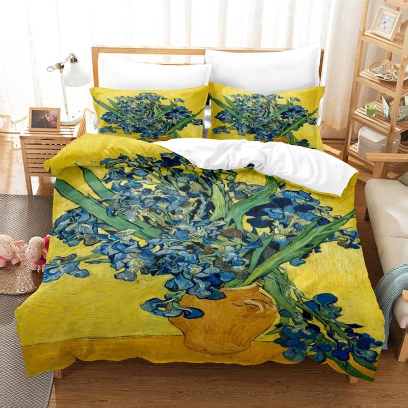 Abstrakte Van Gogh Ölmalerei Bettbezug Set King Queen Größe Bettdeckenbezug Für Kinder Jungen Mädchen Teenager Polyester Bettwäsche EU single(135x200cm) von Joom DACH