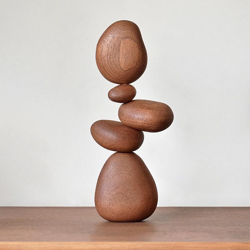 Abstrakte Wohndekoration aus Massivholz, kreative magnetische Balance-Steinskulptur, lustige Kunstornamente, nordischer Stil, Puzzle-Statue, Geschenk von Joom DACH