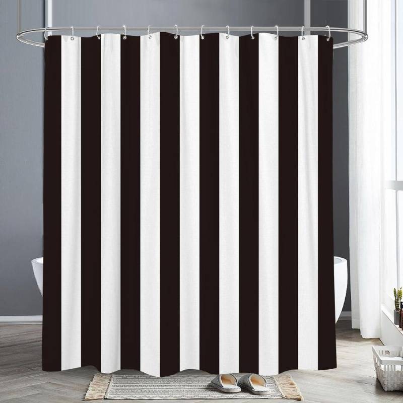 Abstrakter geometrischer Linien-Duschvorhang, Buchstabendruck, schwarz-weißer Duschvorhang, schlichter skandinavischer Badevorhang, Badezimmerdekor 180x210cm-70x83in von Joom DACH