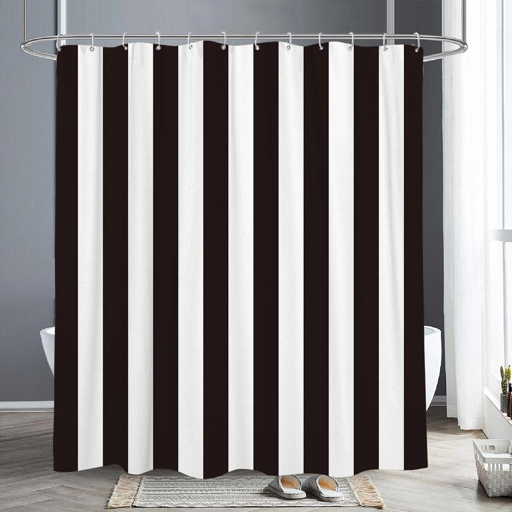 Abstrakter geometrischer Linien-Duschvorhang, Buchstabendruck, schwarz-weißer Duschvorhang, schlichter skandinavischer Badevorhang, Badezimmerdekor 180x230cm-70x90in von Joom DACH