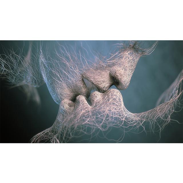 Abstraktes Paar Kuss Moderne Wandkunst auf Leinwand Gemälde Moderne süße Kuss Home Dekorative Bilder Wandposter für Wohnzimmer Cuadros Dekor 30x60cm von Joom DACH