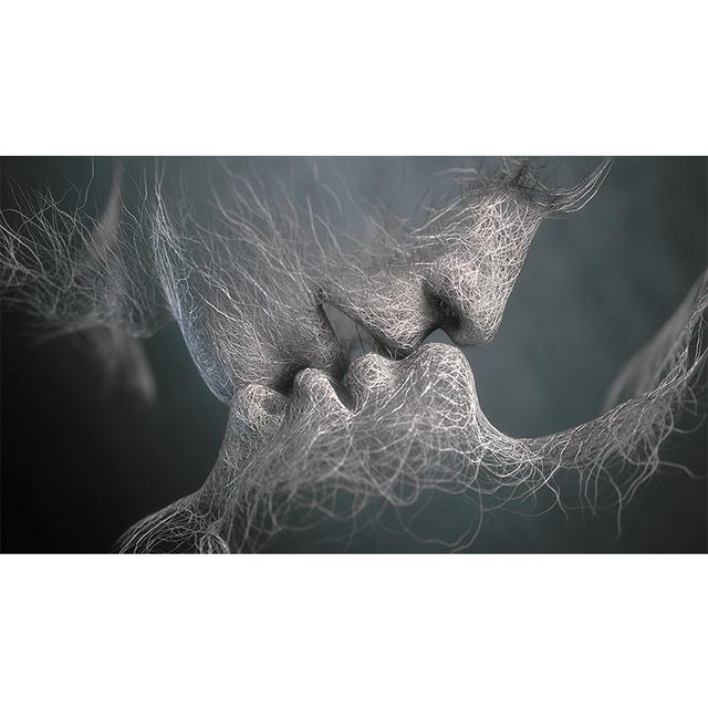 Abstraktes Paar Kuss Moderne Wandkunst auf Leinwand Gemälde Moderne süße Kuss Home Dekorative Bilder Wandposter für Wohnzimmer Cuadros Dekor 30x60cm von Joom DACH