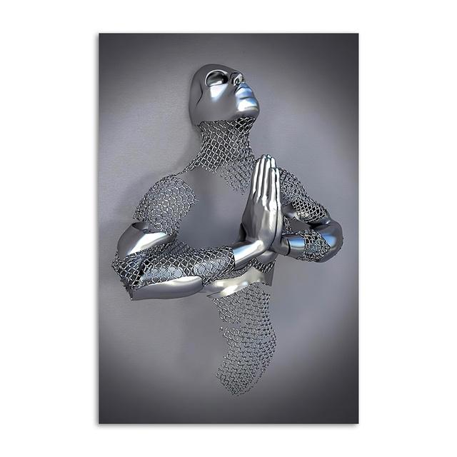 Abstraktes Paar-Skulptur-Leinwandgemälde, rotes Herz, Metallstatue, Poster, Liebhaber, Wandkunst, Bild für Wohnzimmer, Heimdekoration 30x40cm von Joom DACH