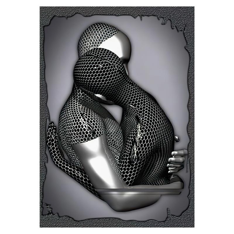 Abstraktes Paar-Skulptur-Leinwandgemälde, rotes Herz, Metallstatue, Poster, Liebhaber, Wandkunst, Bild für Wohnzimmer, Heimdekoration 50x75cm von Joom DACH