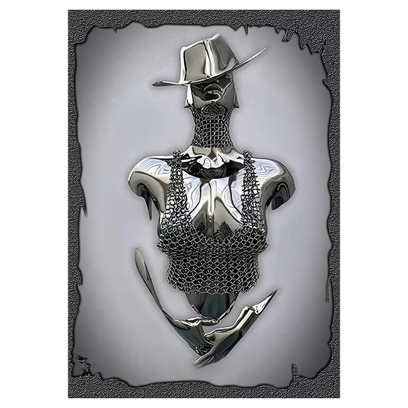 Abstraktes Paar-Skulptur-Leinwandgemälde, rotes Herz, Metallstatue, Poster, Liebhaber, Wandkunst, Bild für Wohnzimmer, Heimdekoration 50x75cm von Joom DACH