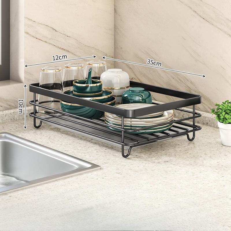 Abtropfgestell für die Küche, verstellbar, Edelstahl, 2 Ebenen, Teller-Organizer, Geschirr-/Schüssel-Abtropfgestell, Lagerregal, Küchenutensilien von Joom DACH