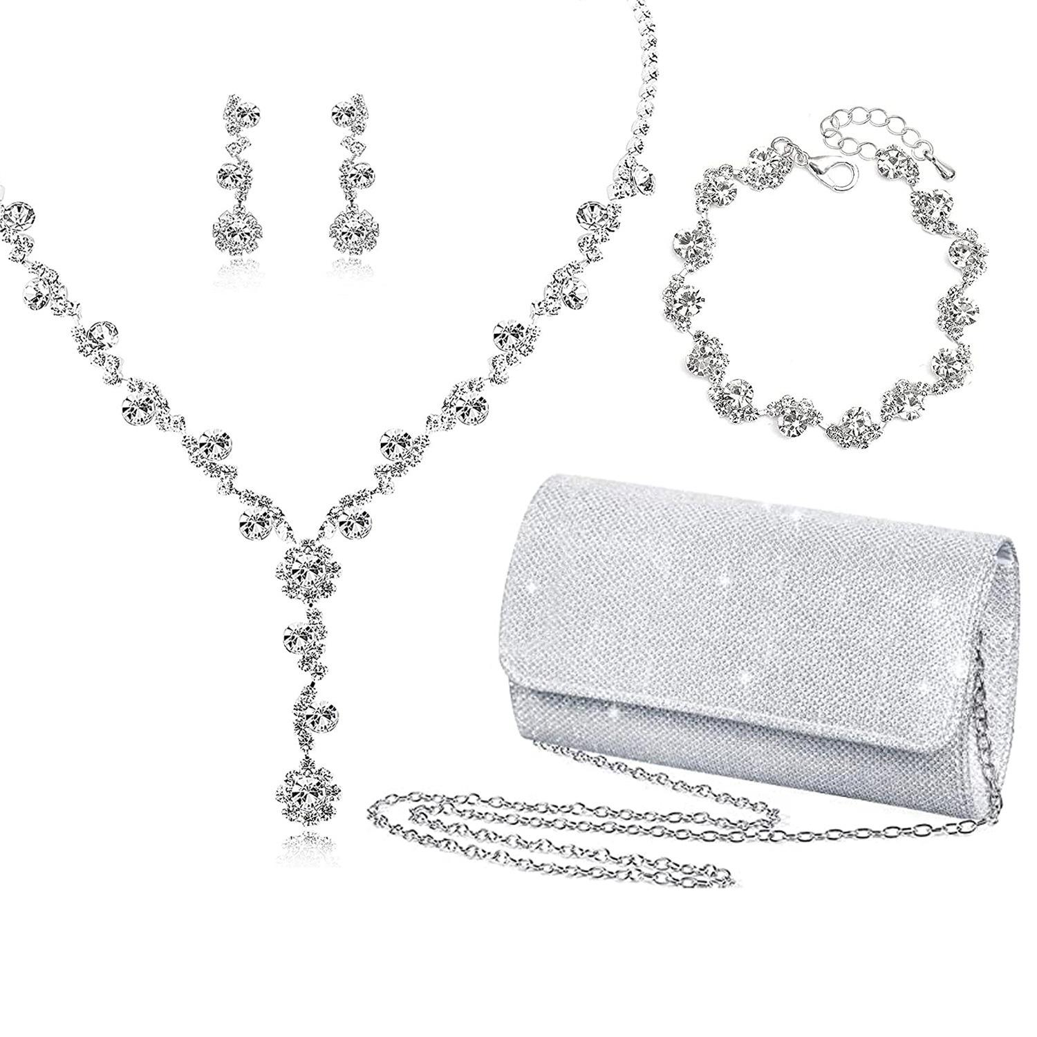 Accessoires Abendkleid Accessoires Taschen Hochzeit Abendtaschen Braut Halsketten Sets Hochzeit Bankett Geburtstag Schmuck weiß von Joom DACH