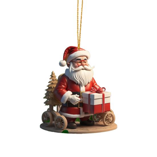 Acryl Weihnachtsmann Weihnachten 2D Flacher Weihnachtsmann fährt Fahrrad Hängeornamente C von Joom DACH