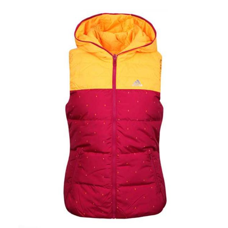 Adidas Damen Trainingsserie Lässig Sportlich Outdoor Mode Wendbare Ärmellose Daunenjacke Damenjacke Rot Gelb M68748 L von Joom DACH