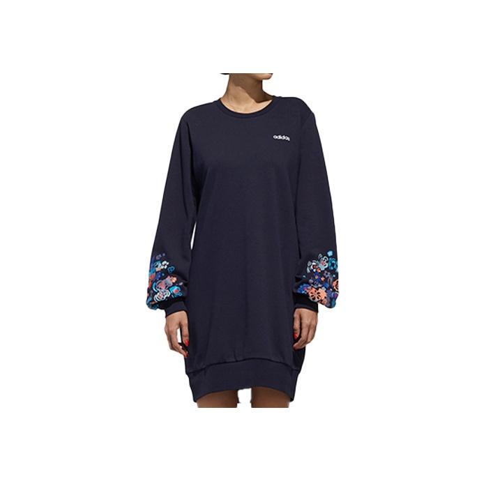 Adidas Neo Blumenmuster Sport Rundhalskleid Damen Kleider Marineblau DW7760 S von Joom DACH