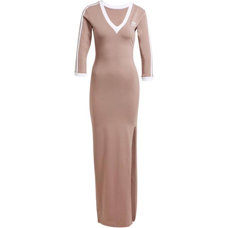 Adidas Originals Adicolor Classics Lässiges Langarmkleid mit V-Ausschnitt und Seitenschlitz für Damen Kleider Schattiges Braun JX5193 L von Joom DACH