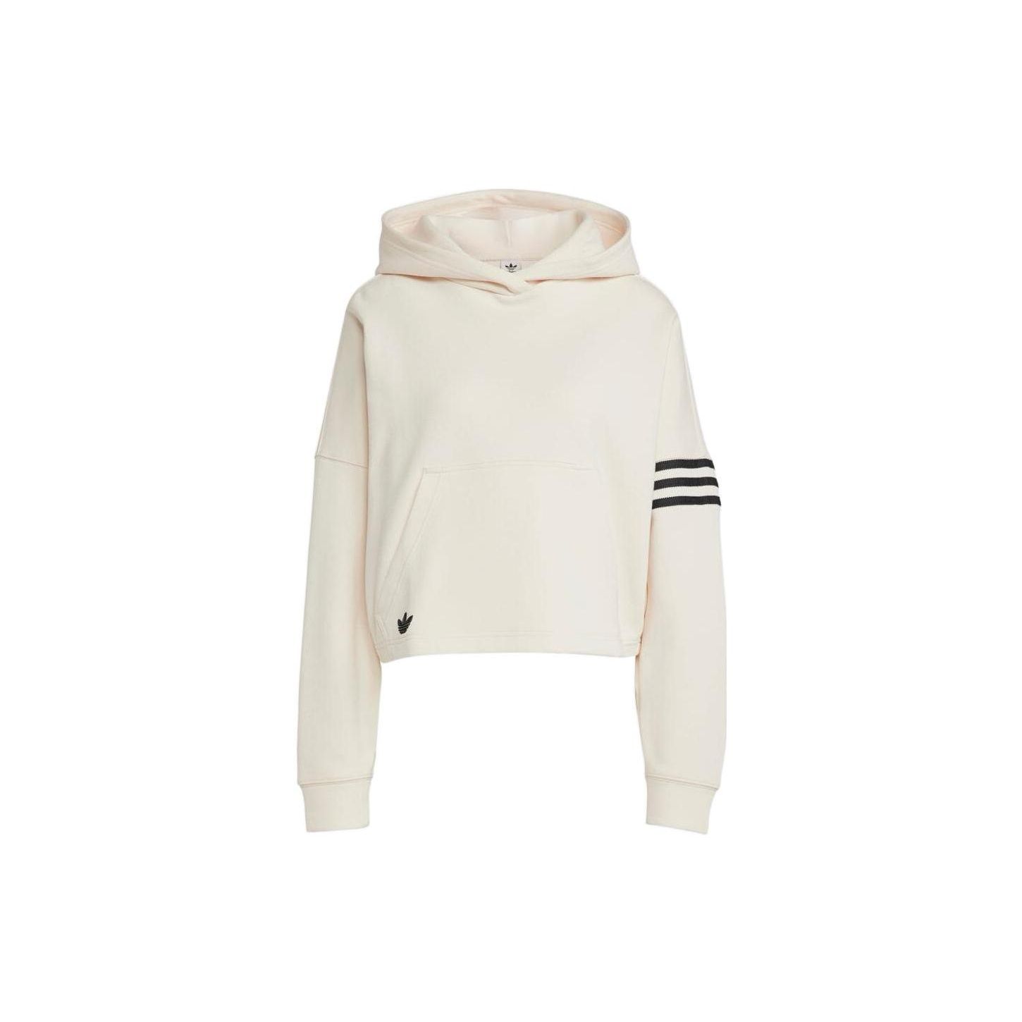 Adidas Originals Campus 00s Serie Kleeblatt Logo Streifen Print Cropped Hoodie Langarm Sweatshirt Damen Oberteile Weiß IB5921 M von Joom DACH
