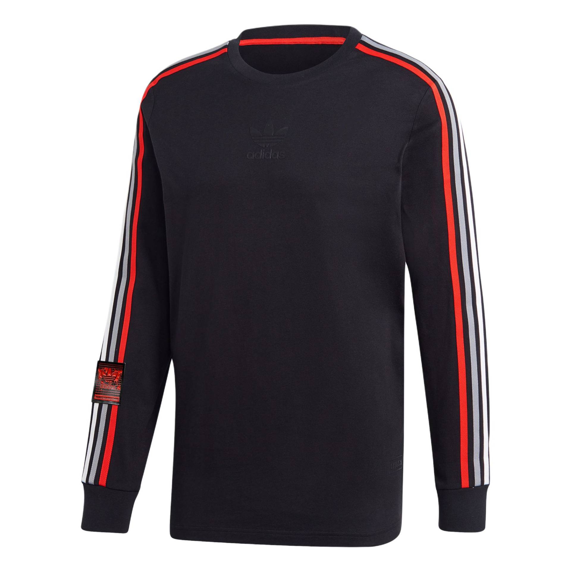 Adidas Originals Chile 20 Gestreiftes Weiches Rundhals Langarm T-Shirt Herren Tops Schwarz GJ6774 L von Joom DACH