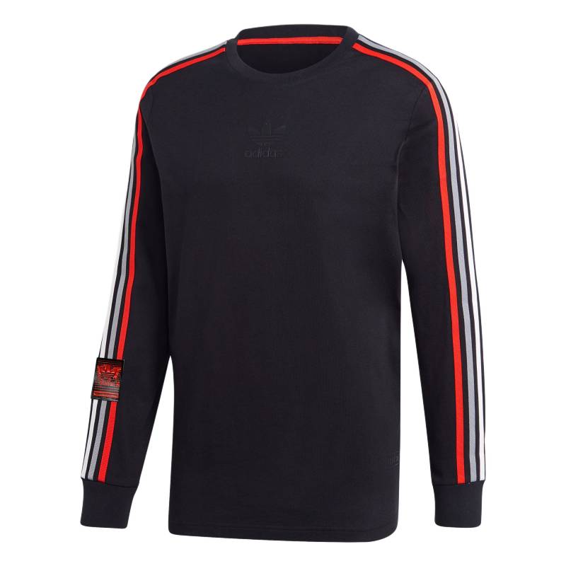 Adidas Originals Chile 20 Gestreiftes Weiches Rundhals Langarm T-Shirt Herren Tops Schwarz GJ6774 L von Joom DACH