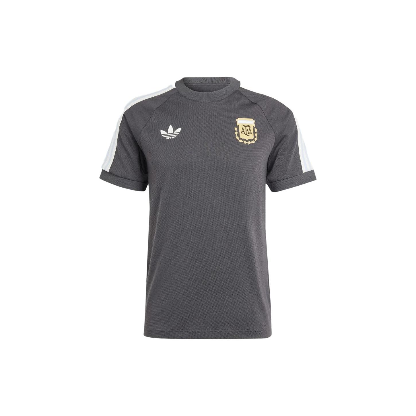 Adidas Originals Logo Print Streifen Rundhals Kurzarm T-Shirt Herren Oberteile Grau IU2154 M von Joom DACH