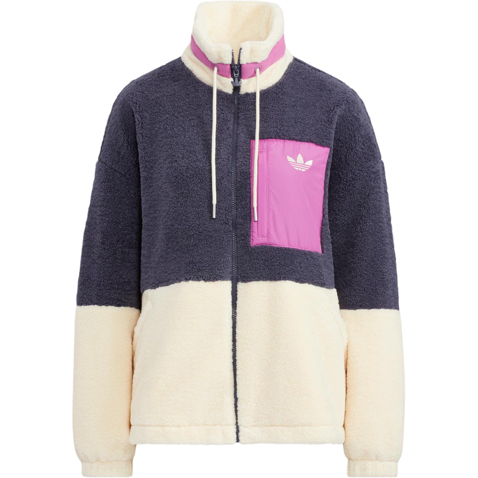 Adidas Originals Kurze Sherpa-Jacke mit Kontrastpanel-Design und Stehkragen Damen Oberbekleidung Mehrfarbig HR3455 M von Joom DACH