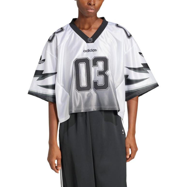 Adidas Weiches Bequemes Hautfreundliches Locker Geschnittenes V-Ausschnitt Kurzarm T-Shirt Damen Oberteile Weiß JX9216 L von Joom DACH