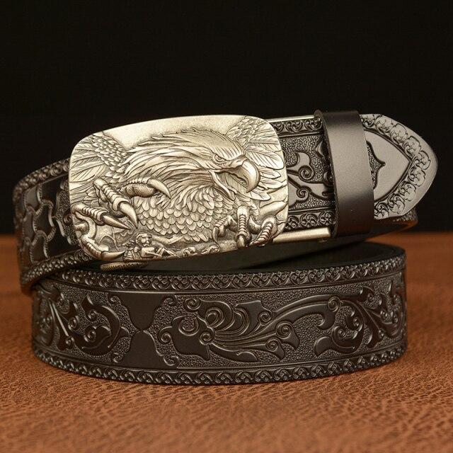 Adler-Schnalle, Rindsleder-Gürtel, hochwertige Legierung, automatische Schnalle, Wasitbad-Riemen, echtes Leder, Geschenk, Business-Gürtel, Gürtel für Herren 110cm Adler-Schnalle, Rindsleder-Gürtel, hochwertige Legierung, automatische Schnalle, Wasitbad-Riemen, echtes Leder, Geschenk, Business-Gürtel, Gürtel für Herren 110cm von Joom DACH