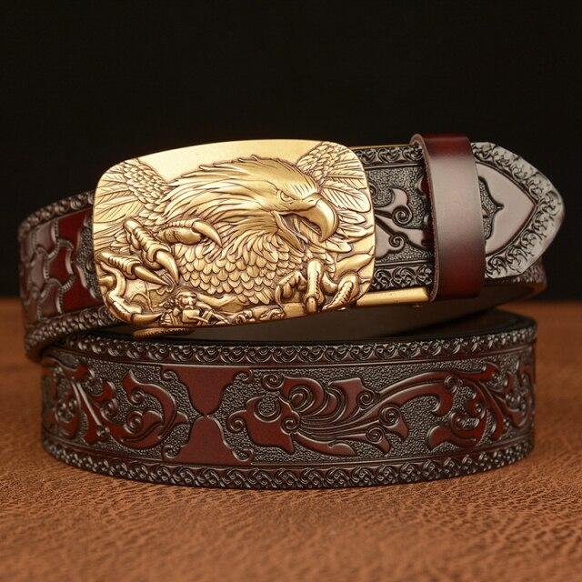 Adler-Schnalle, Rindsleder-Gürtel, hochwertige Legierung, automatische Schnalle, Wasitbad-Riemen, echtes Leder, Geschenk, Business-Gürtel, Gürtel für Herren 125cm Adler-Schnalle, Rindsleder-Gürtel, hochwertige Legierung, automatische Schnalle, Wasitbad-Riemen, echtes Leder, Geschenk, Business-Gürtel, Gürtel für Herren 125cm von Joom DACH