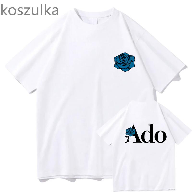Ado Blue Rose T-Shirts Wish World Tour Merch T-Shirt Damen Unisex Mode Lässig Harajuku Kurzarm Kpop Goth Vintage Reine Kleidung L von Joom DACH