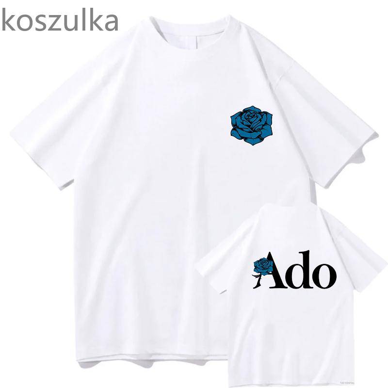 Ado Blue Rose T-Shirts Wish World Tour Merch T-Shirt Damen Unisex Mode Lässig Harajuku Kurzarm Kpop Goth Vintage Reine Kleidung L von Joom DACH