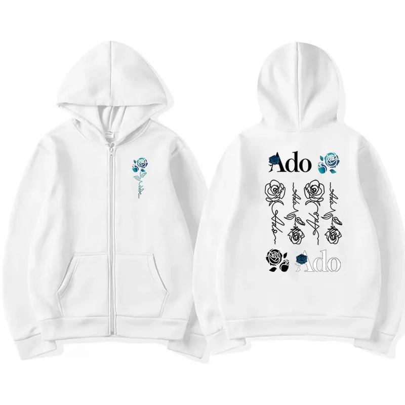 Ado Grafikbedruckte Reißverschluss-Hoodies Herbst Winter Herren Damen Lässig Mode Harajuku Y2K Fleece Langarm Zip-Up Hoodies M weiß von Joom DACH