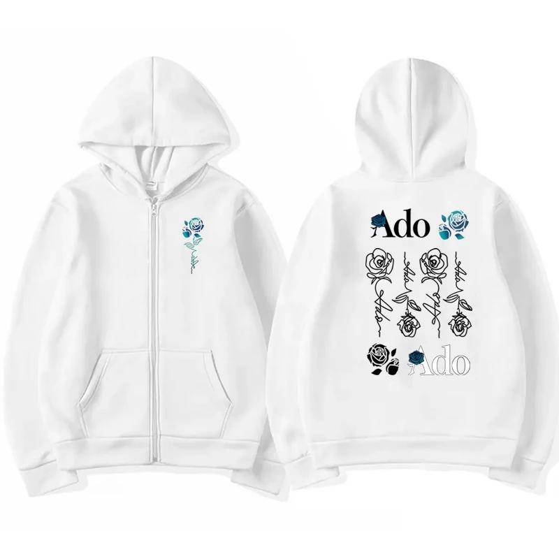 Ado Grafikbedruckte Reißverschluss-Hoodies Herbst Winter Herren Damen Lässig Mode Harajuku Y2K Fleece Langarm Zip-Up Hoodies M weiß von Joom DACH