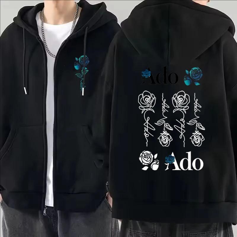 Ado Grafikbedruckte Reißverschluss-Hoodies Herbst Winter Herren Damen Lässig Mode Harajuku Y2K Fleece Langarm Zip-Up Hoodies XL schwarz von Joom DACH