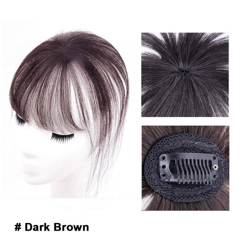 Air Bangs Perückenstück, unsichtbare Hochtemperatur-Seiden-Pony-Patch-Perücke für Mädchen ohne Flecken auf der Oberseite des Kopfes, Haarreparaturperücke dunkelbraune von Joom DACH
