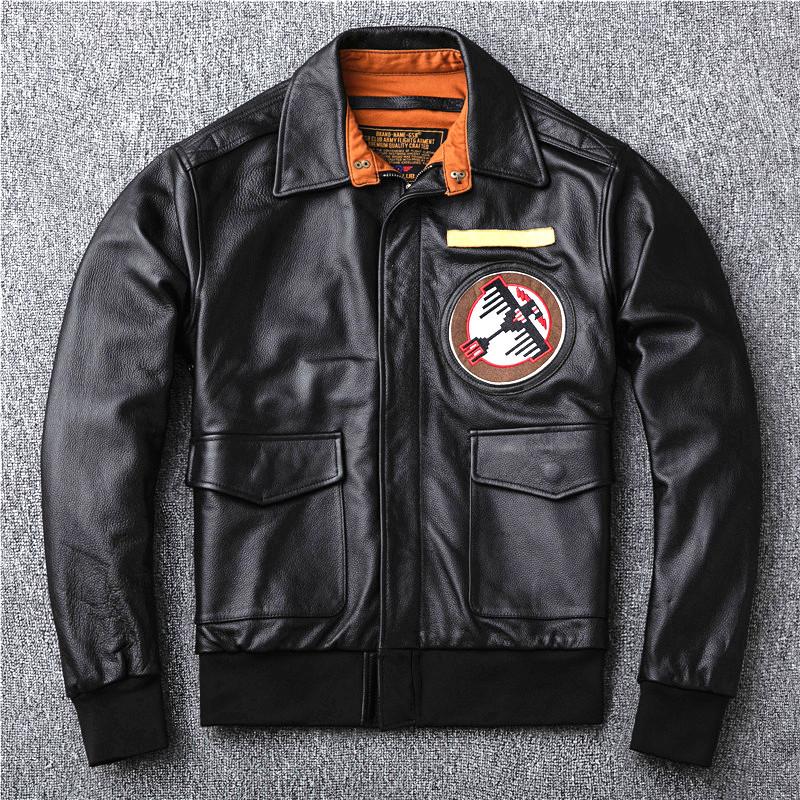 Air Force Fliegeranzug Lederjacke Kopfschicht Rindsleder Herren Kurzes Revers Baseballjacke Frühling und Herbst 3XL von Joom DACH