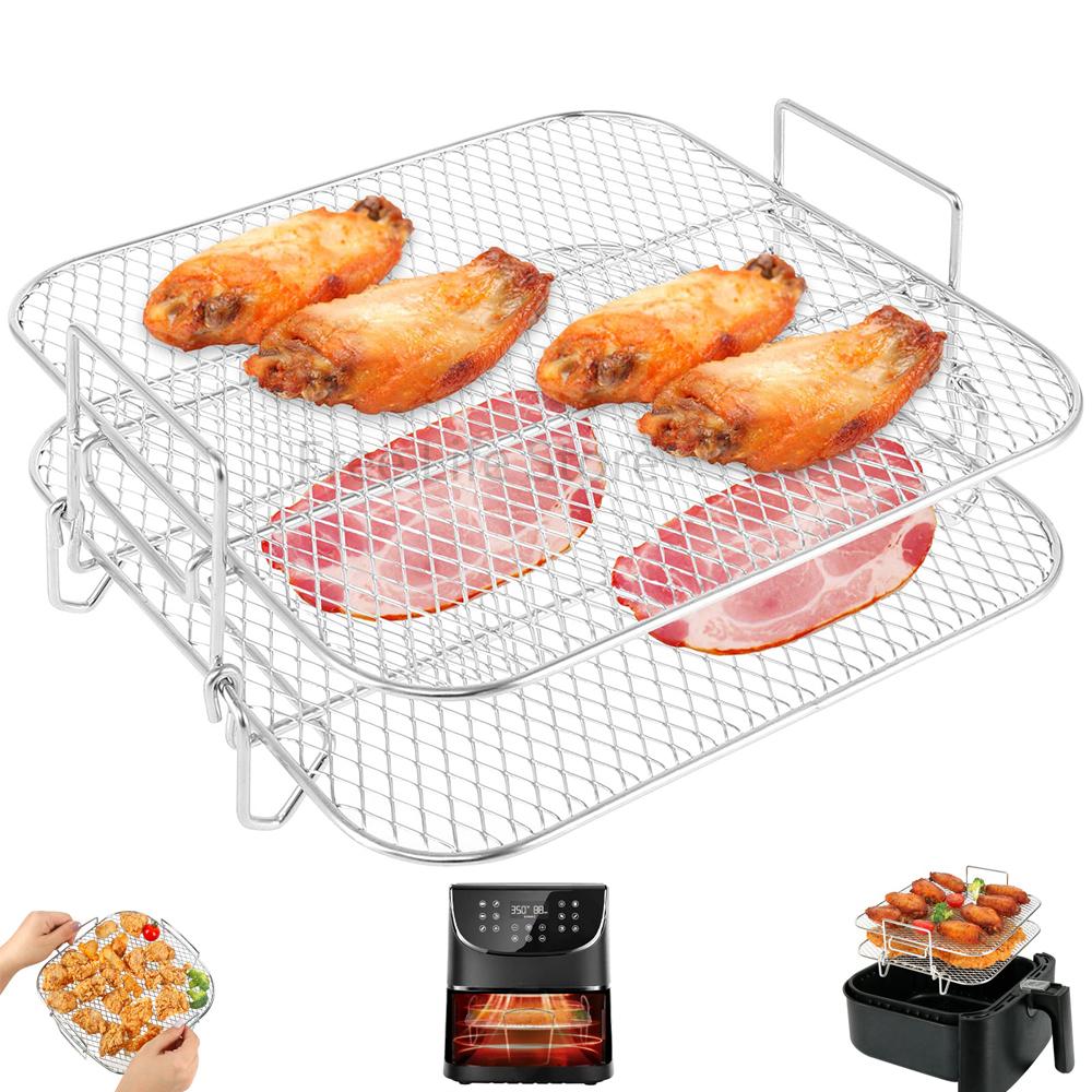 Luftfritteusengestell Edelstahl Doppelschicht-Dörrgestelle Mehrzweck-Stapel-Dampfgarer-Bräter Küchen-Backwerkzeuge von Joom DACH
