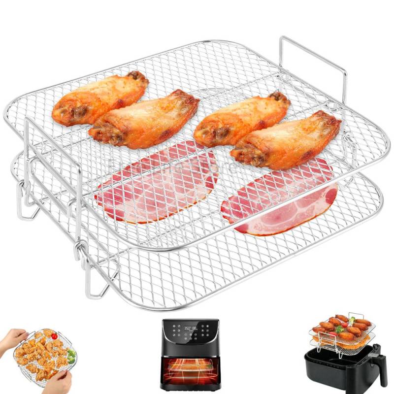 Luftfritteusengestell Edelstahl Doppelschicht-Dörrgestelle Mehrzweck-Stapel-Dampfgarer-Bräter Küchen-Backwerkzeuge von Joom DACH