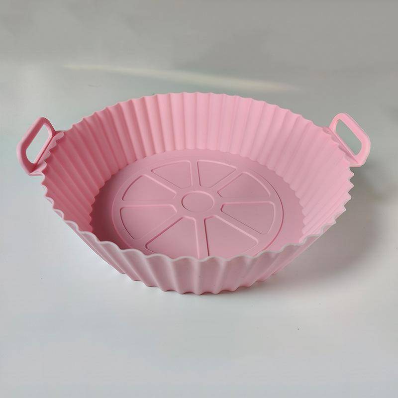 Air Fryer Verdickte Lebensmittelqualität Silikonmatte Silikon Klappbackmatte Haushalts Air Fryer Backform Round  20*17*5CM 60g hellrosa von Joom DACH