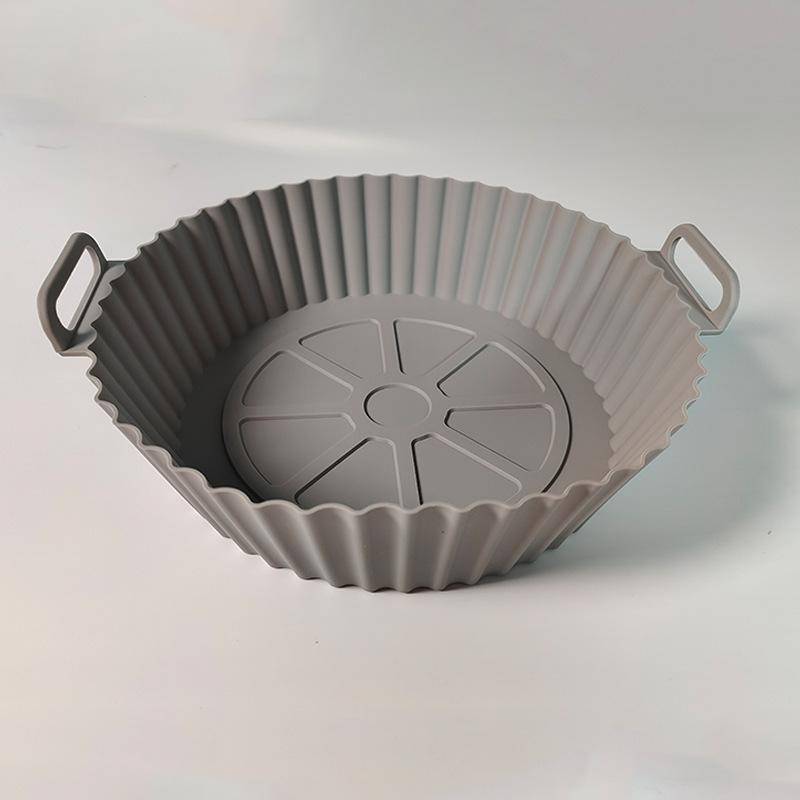 Air Fryer Verdickte Lebensmittelqualität Silikonmatte Silikon Klappbackmatte Haushalts Air Fryer Backform round  24*19*6CM 110g grau von Joom DACH
