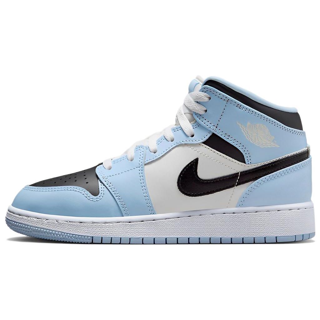 Air Jordan 1 Mid GS Ice Blue Kinder-Sneakers Schwarz Sail Weiß 555112-401 36.5 von Joom DACH