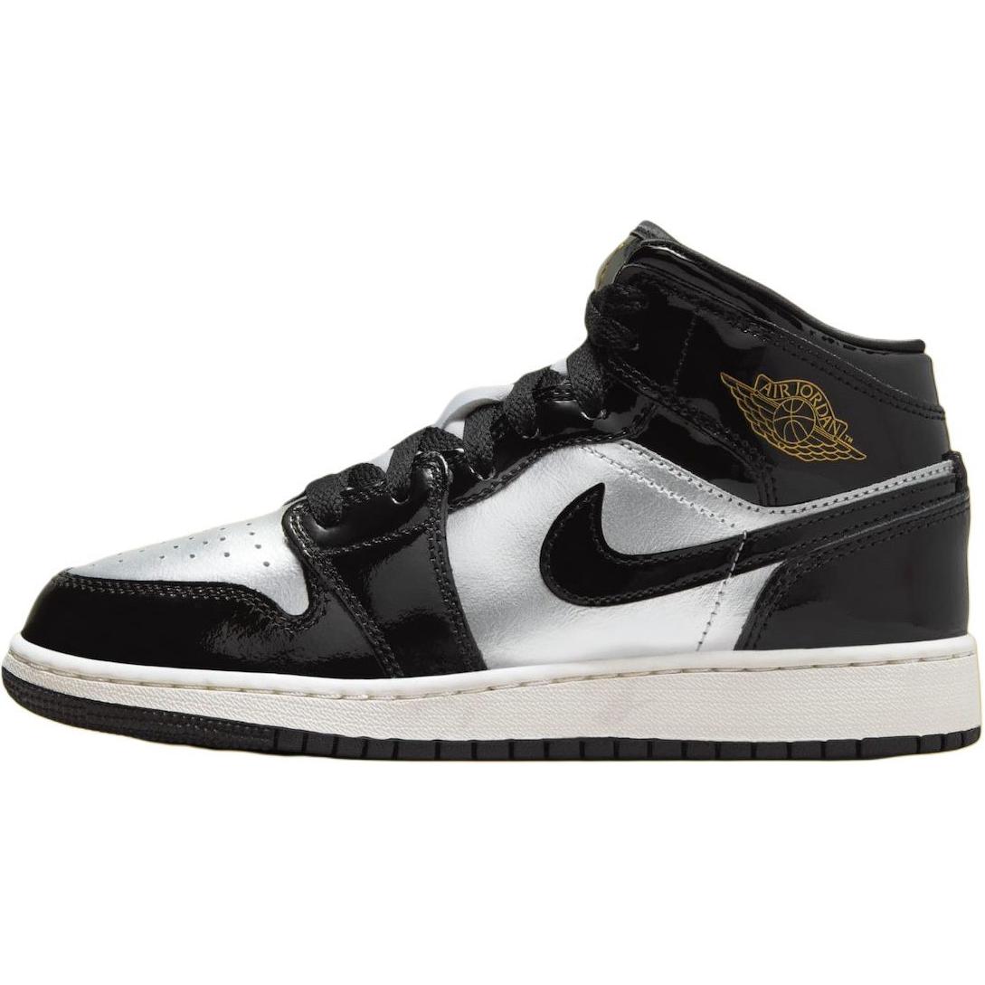 Air Jordan 1 Mid SE GS Schwarz Metallic-Silber Kinder-Sneaker Metallic-Gold Sail Pure-Platinum FZ3938-001 39 von Joom DACH