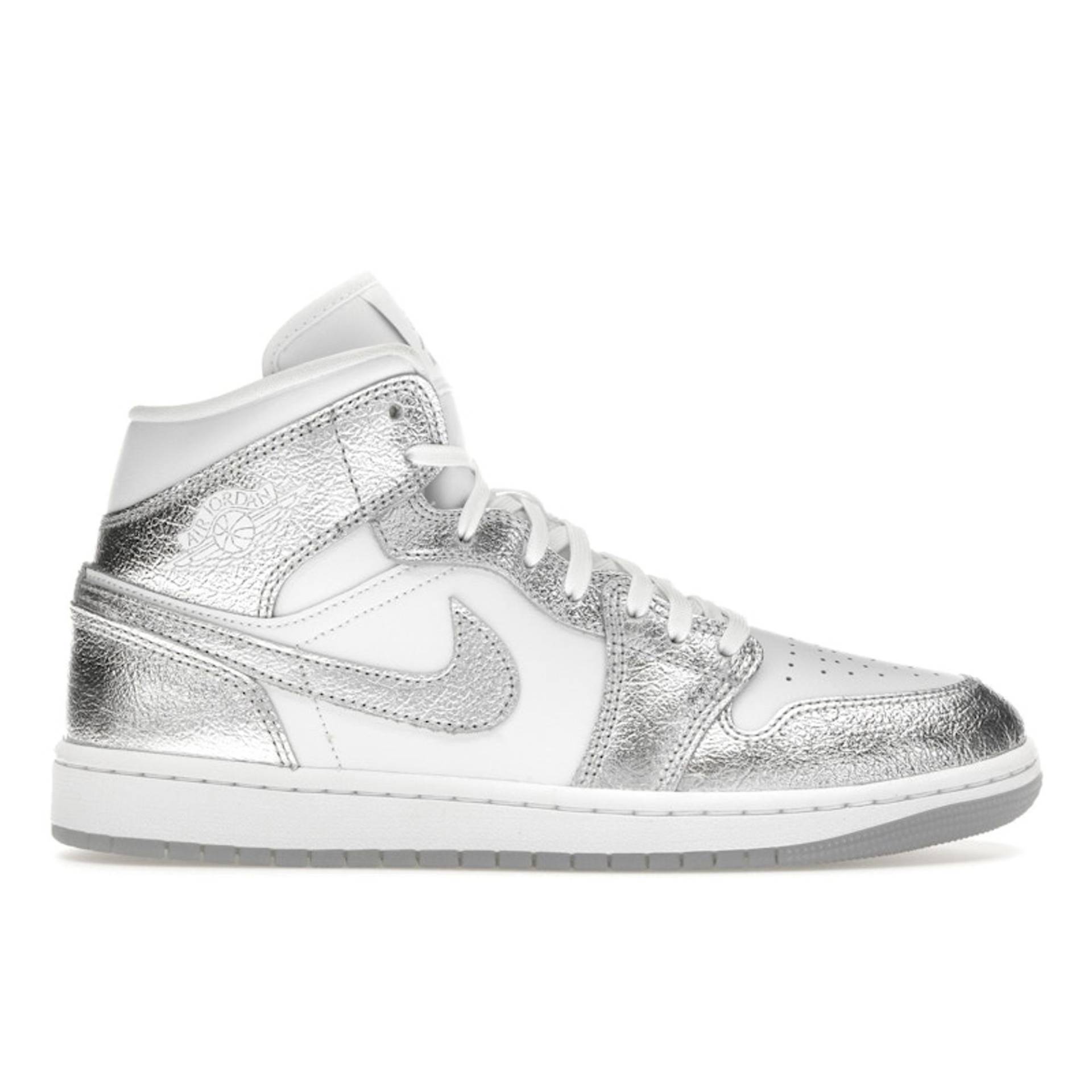 Air Jordan 1 Mid SE Metallic Silber Damen Sneakers Weiß Wolf-Grau FN5031-100 38 von Joom DACH